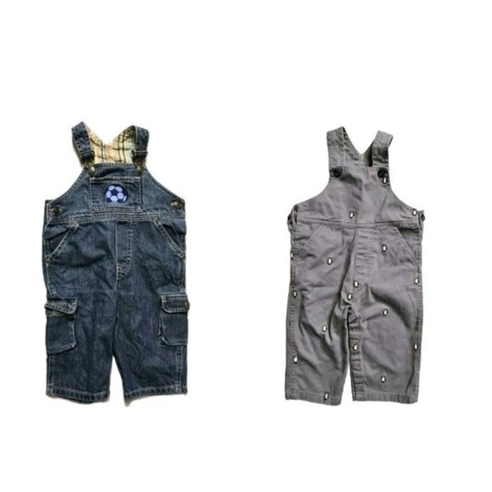 kitestrings boys Overalls‎ Gray Penguins  12 Months Lot Of 2